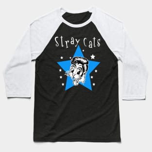 Blue star happy cat face rock band Baseball T-Shirt